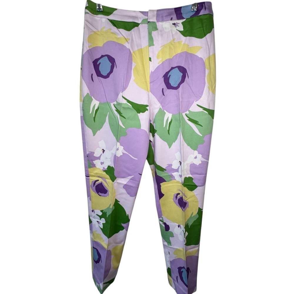 Linda‎ Allard Ellen Tracy Floral Capri Pants Womens 6 Purple Coastal Preppy VTG